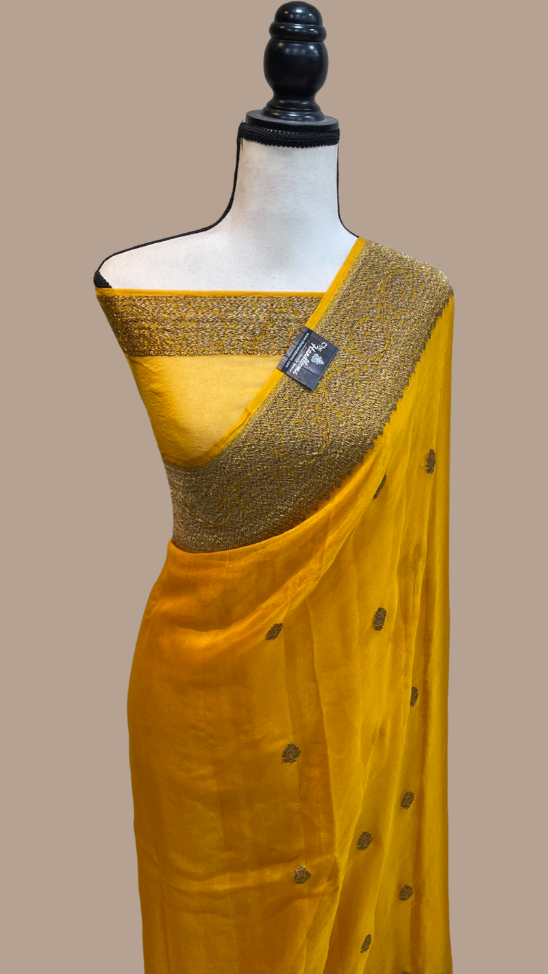 Pure Georgette Banarasi Saree - Antique Zari - The Handlooms