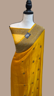 Pure Georgette Banarasi Saree - Antique Zari - The Handlooms