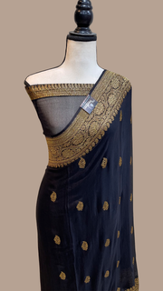 Pure Georgette Banarasi Saree - Antique Zari - The Handlooms