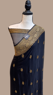 Pure Georgette Banarasi Saree - Antique Zari - The Handlooms