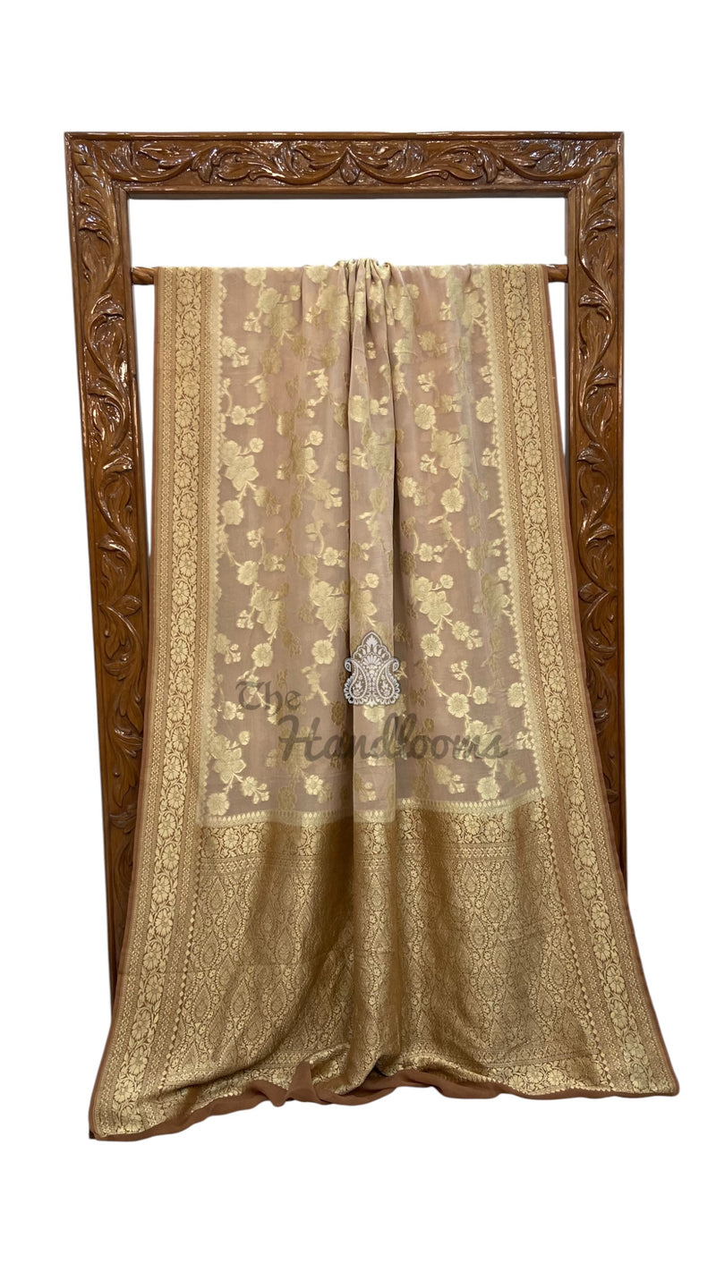 Pure Khaddi Georgette Handloom Banarasi Saree - Water Zari - The Handlooms