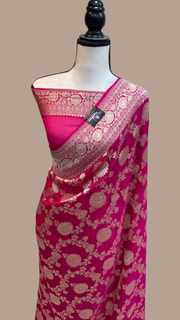 Khaddi Georgette Handloom Banarasi Saree - The Handlooms