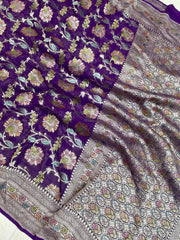 Pure Khaddi Georgette Handloom Banarasi Saree - The Handlooms