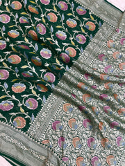 Pure Khaddi Georgette Handloom Banarasi Saree - The Handlooms