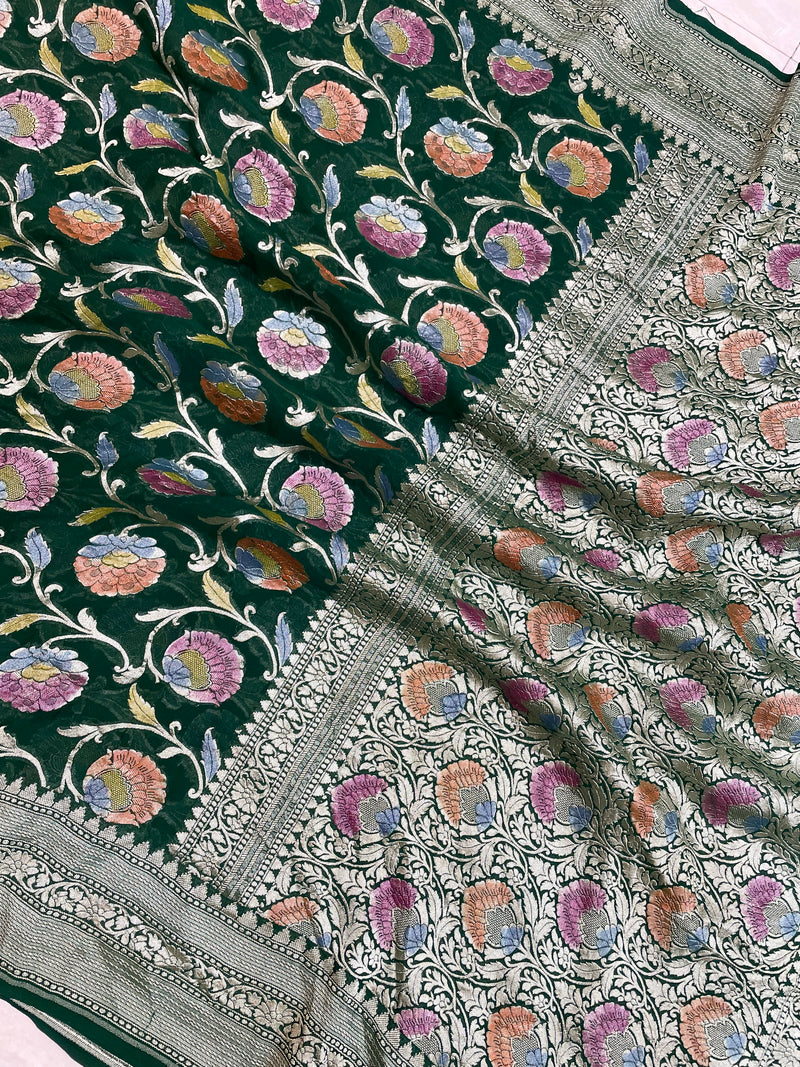 Pure Khaddi Georgette Handloom Banarasi Saree - The Handlooms