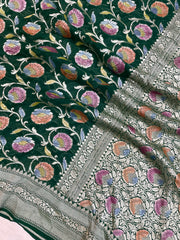 Pure Khaddi Georgette Handloom Banarasi Saree - The Handlooms