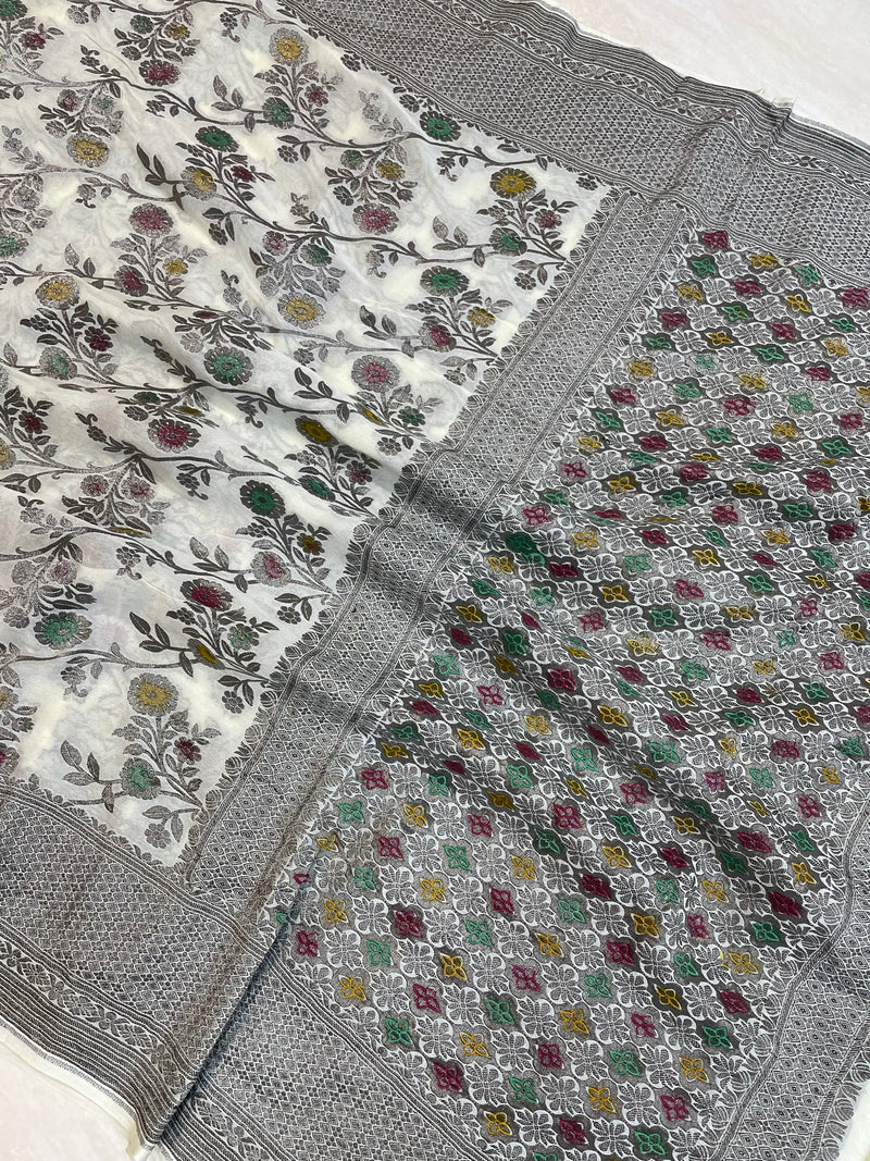 Pure Khaddi Georgette Banarasi Saree -  Antique zari - The Handlooms