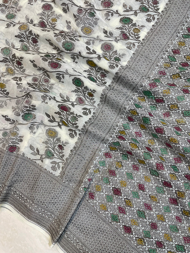 Pure Khaddi Georgette Banarasi Saree -  Antique zari - The Handlooms