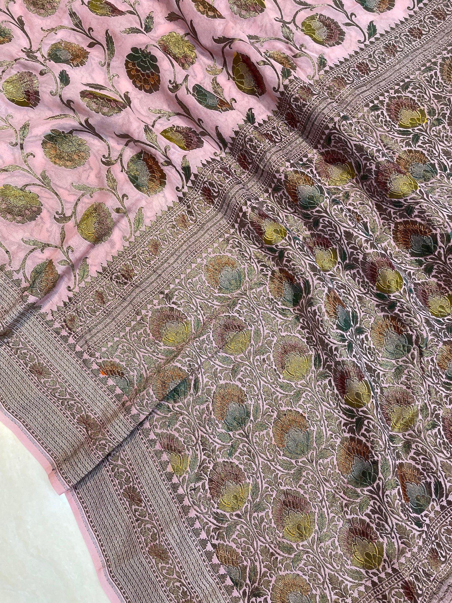 Pure Khaddi Georgette Handloom Banarasi Saree | The Handlooms