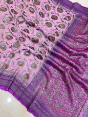 Pure Khaddi Georgette Banarasi Saree -  Antique zari - The Handlooms