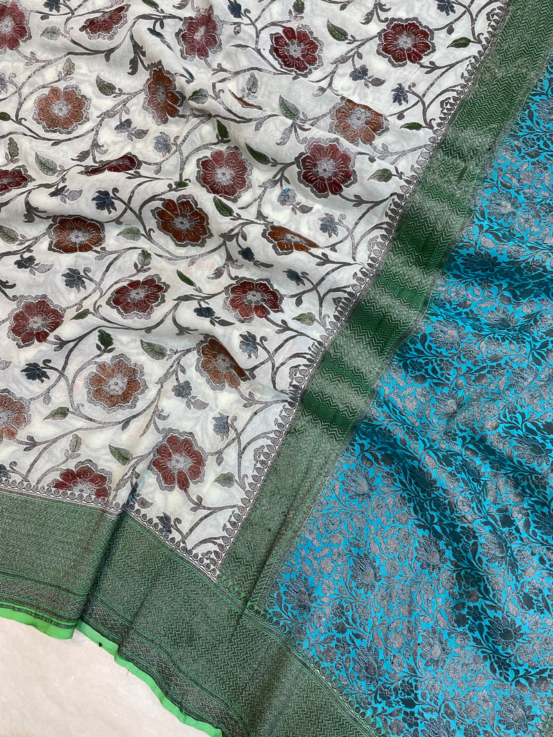 Pure Khaddi Georgette Banarasi Saree -  Antique zari - The Handlooms