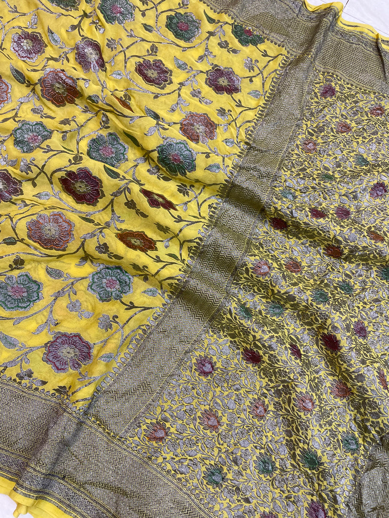 Pure Khaddi Georgette Banarasi Saree -  Antique zari - The Handlooms