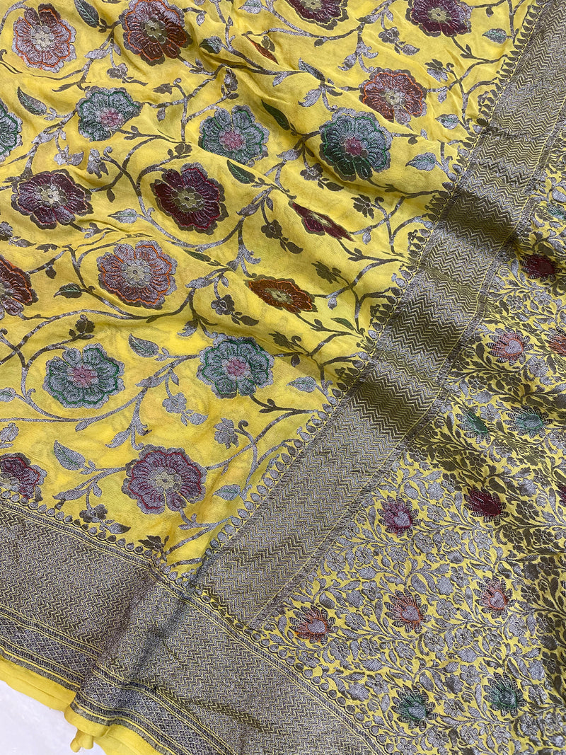 Pure Khaddi Georgette Banarasi Saree -  Antique zari - The Handlooms