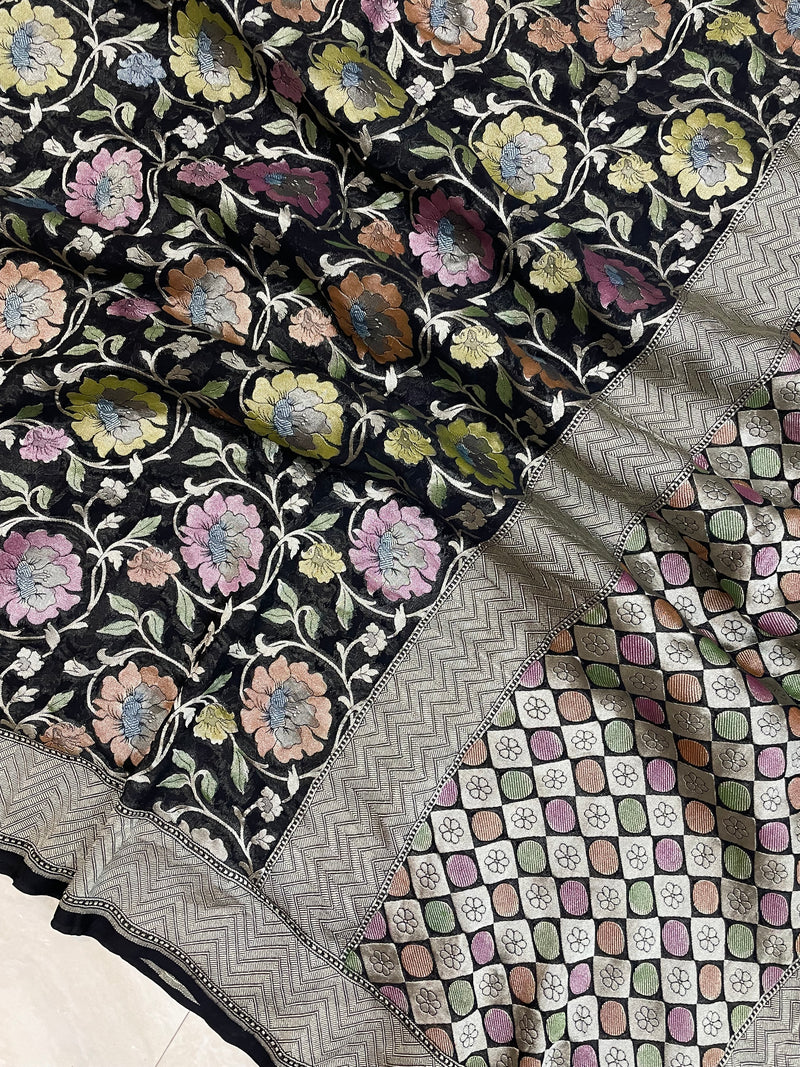 Pure Khaddi Georgette Banarasi Saree -  water zari - The Handlooms