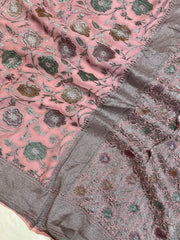 Pure Khaddi Georgette Banarasi Saree -  Antique zari - The Handlooms