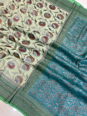 Pure Khaddi Georgette Banarasi Saree -  Antique zari - The Handlooms