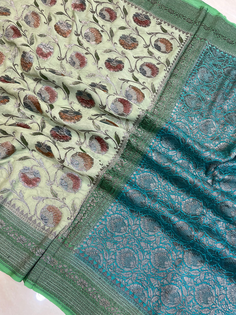 Pure Khaddi Georgette Banarasi Saree -  Antique zari - The Handlooms