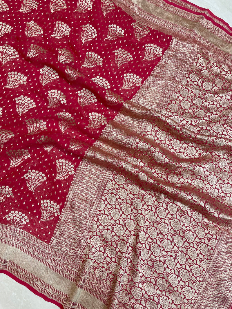 Pure Khaddi Georgette Banarasi Saree -  water zari - The Handlooms