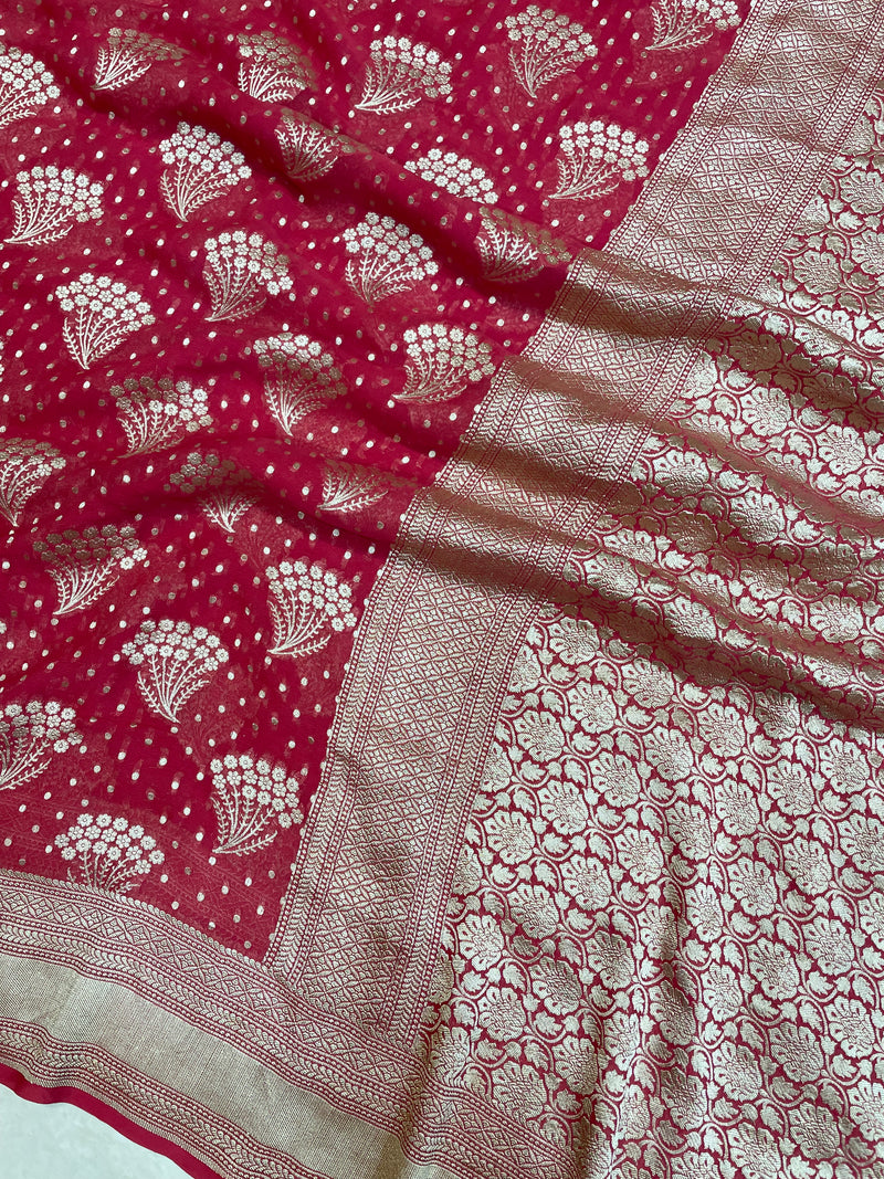 Pure Khaddi Georgette Banarasi Saree -  water zari - The Handlooms