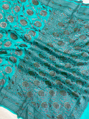 Pure Khaddi Georgette Banarasi Saree -  Antique zari - The Handlooms