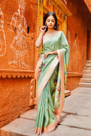 Desi Tussar Silk Handloom Banarasi Saree All Over Kadua Work - The Handlooms