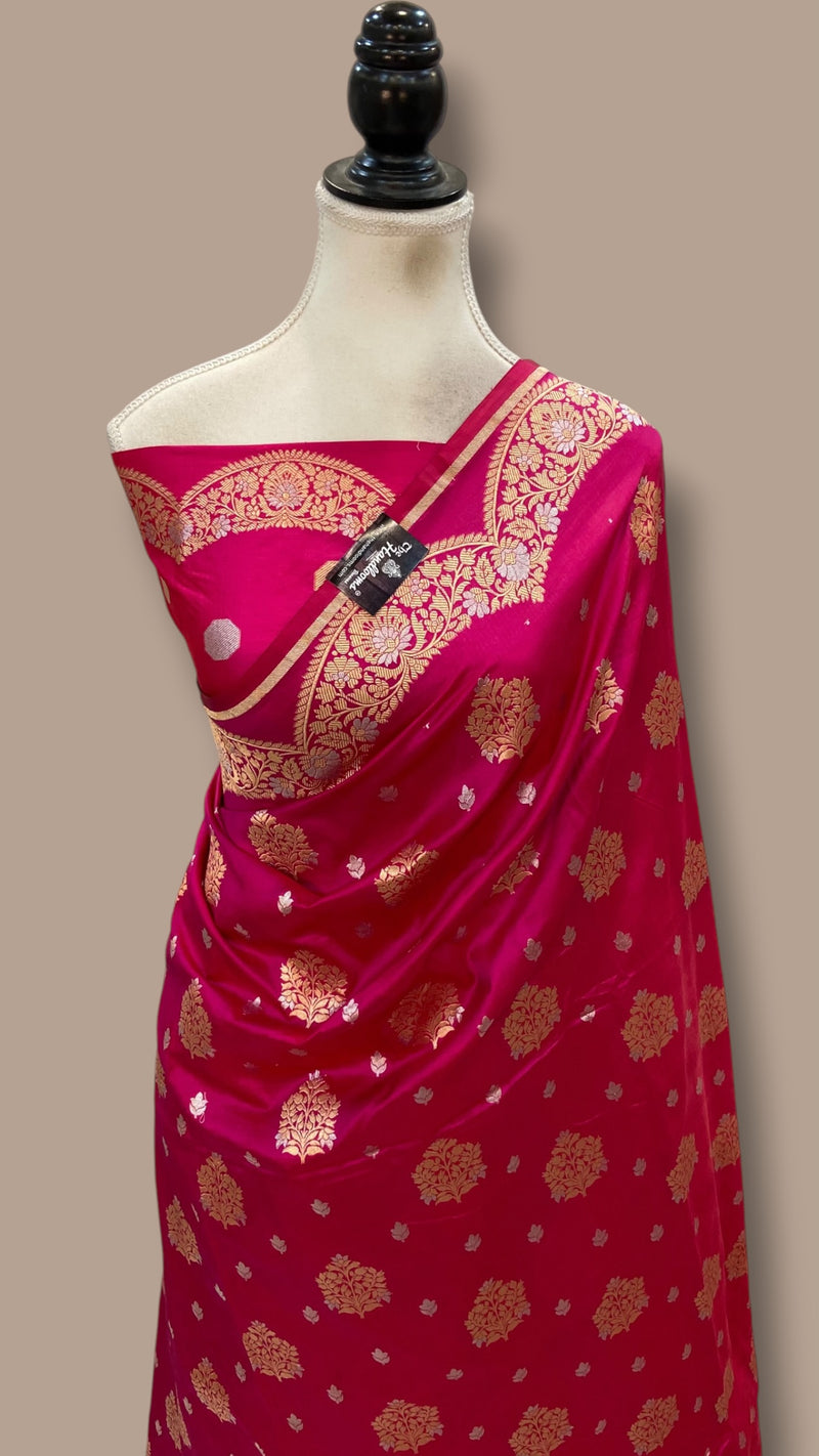 Pure Katan Silk Banarasi Handloom Saree - All Over Sona Roopa Jaal Work