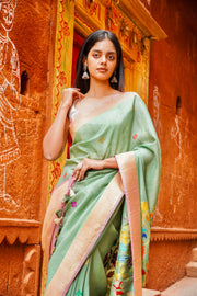 Desi Tussar Silk Handloom Banarasi Saree All Over Kadua Work - The Handlooms