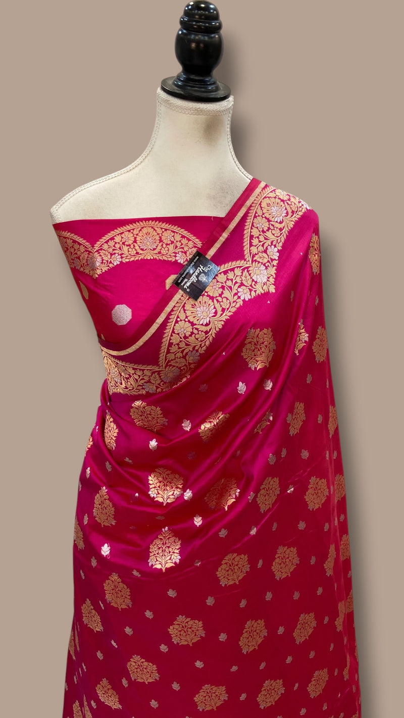 Pure Katan Silk Banarasi Handloom Saree - All Over Sona Roopa Jaal Work