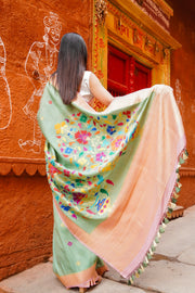 Desi Tussar Silk Handloom Banarasi Saree All Over Kadua Work - The Handlooms