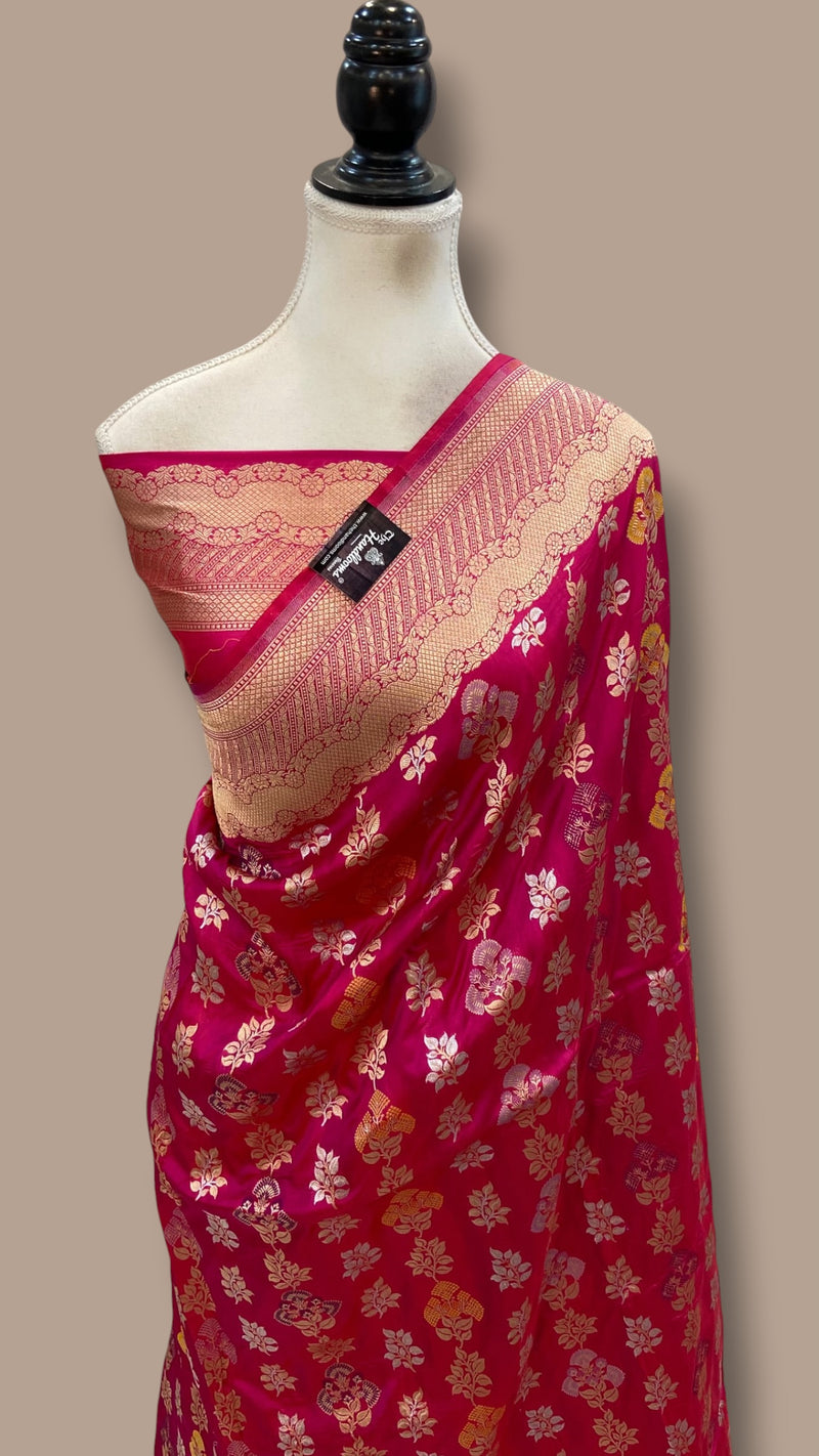Pure Katan Silk Banarasi Handloom Saree - All Over Sona Roopa Jaal Work