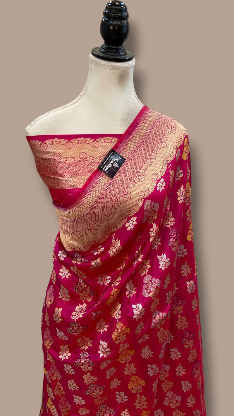 Pure Katan Silk Banarasi Handloom Saree - All Over Sona Roopa Jaal Work