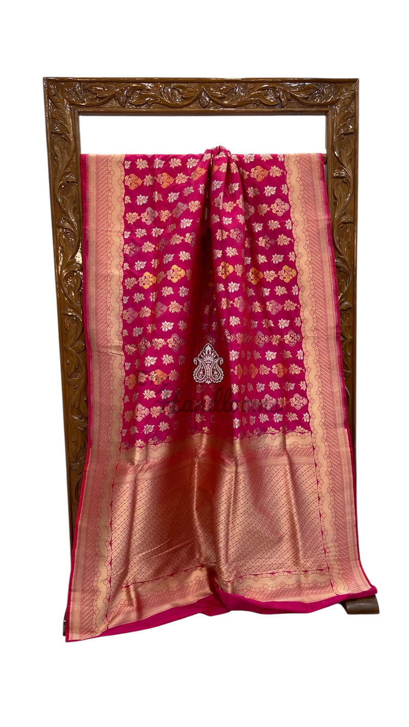 Pure Katan Silk Banarasi Handloom Saree - All Over Sona Roopa Jaal Work