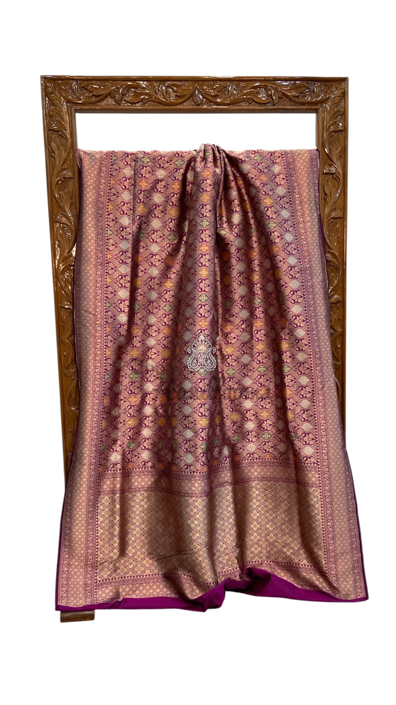 Regal Pure Katan Silk Banarasi Saree – Handwoven Tanchui Brocade With Meenakari Work