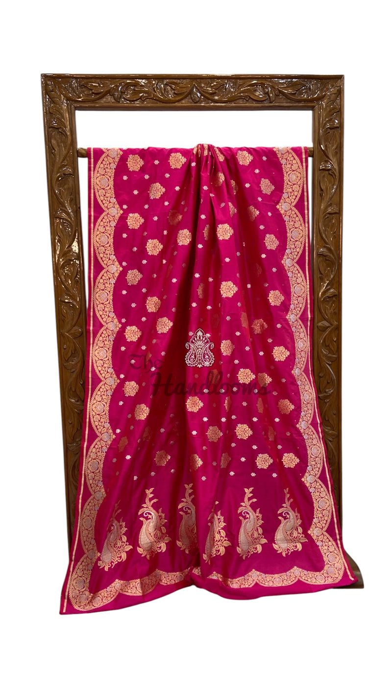 Pure Katan Silk Banarasi Handloom Saree - All Over Sona Roopa Jaal Work