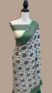Pure Khaddi Georgette Banarasi Saree -  Antique zari - The Handlooms
