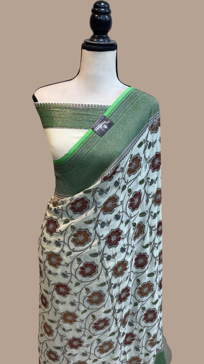 Pure Khaddi Georgette Banarasi Saree -  Antique zari - The Handlooms