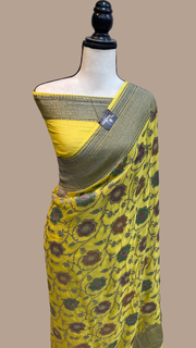 Pure Khaddi Georgette Banarasi Saree -  Antique zari - The Handlooms
