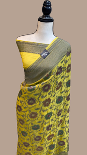 Pure Khaddi Georgette Banarasi Saree -  Antique zari - The Handlooms
