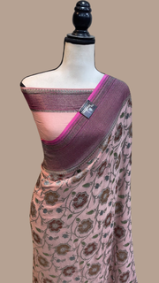 Pure Khaddi Georgette Banarasi Saree -  Antique zari - The Handlooms