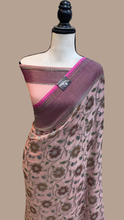 Pure Khaddi Georgette Banarasi Saree -  Antique zari - The Handlooms
