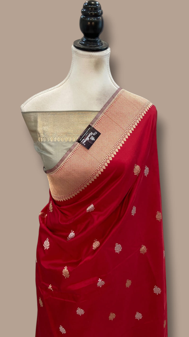 Pure Katan Silk Banarasi Handloom Saree - All Over Kadua Motifs
