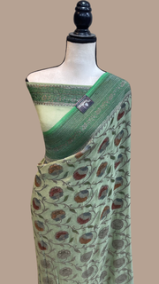 Pure Khaddi Georgette Banarasi Saree -  Antique zari - The Handlooms