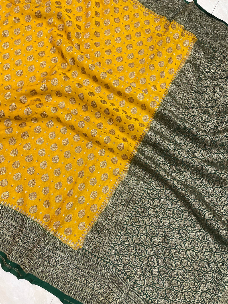 Pure Khaddi Georgette Banarasi Saree -  Antique zari - The Handlooms