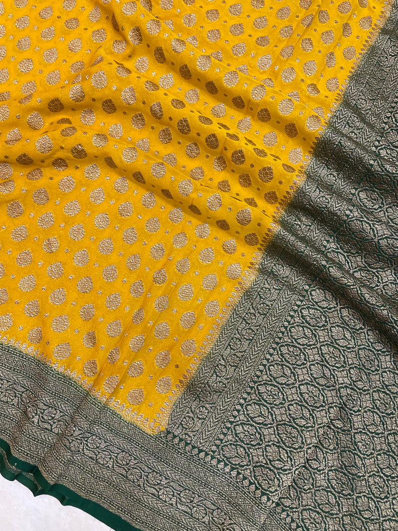 Pure Khaddi Georgette Banarasi Saree -  Antique zari - The Handlooms