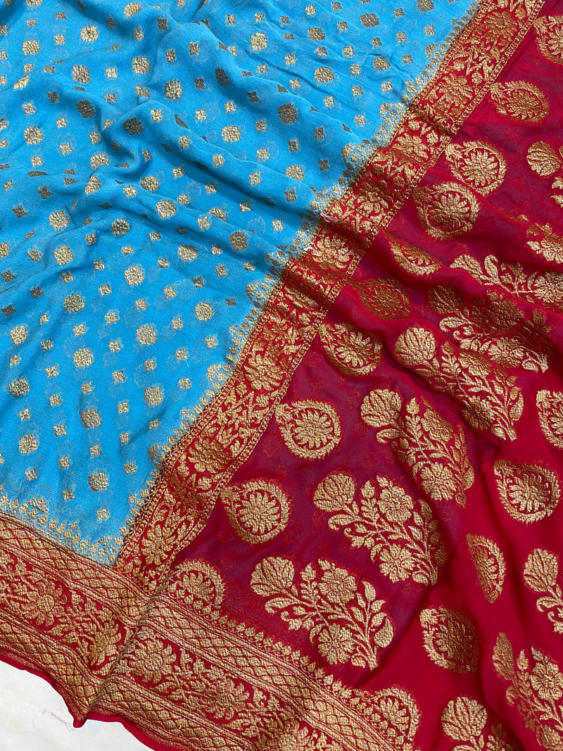 Pure Khaddi Georgette Banarasi Saree -  Antique zari - The Handlooms