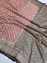 Dual Shade Khaddi Georgette Handloom Banarasi Saree - Gold Zari - The Handlooms