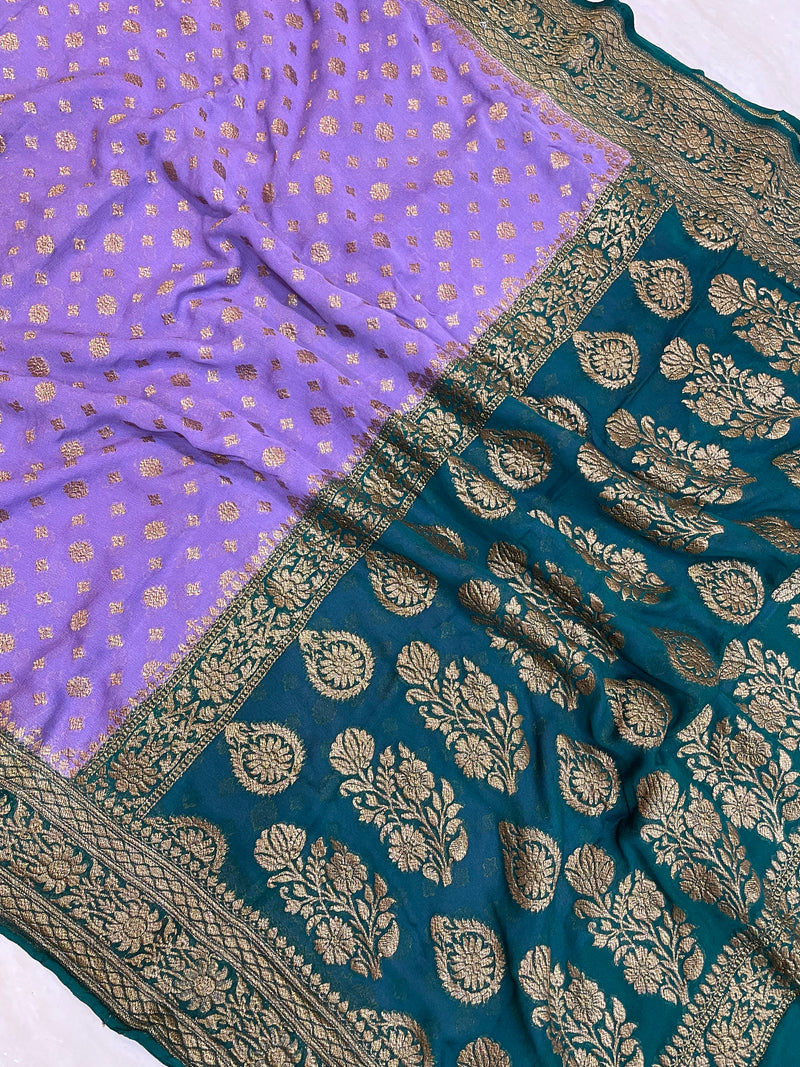 Pure Khaddi Georgette Banarasi Saree -  Antique zari - The Handlooms