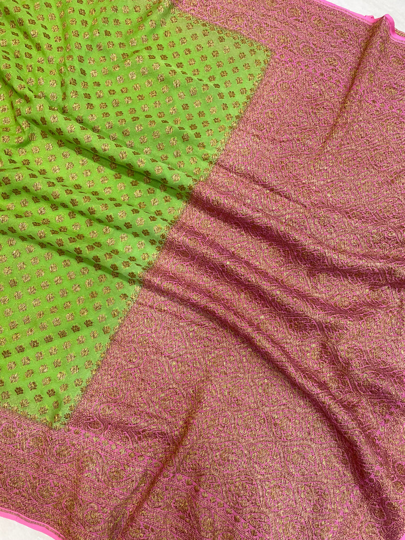 Pure Khaddi Georgette Banarasi Saree -  Antique zari - The Handlooms