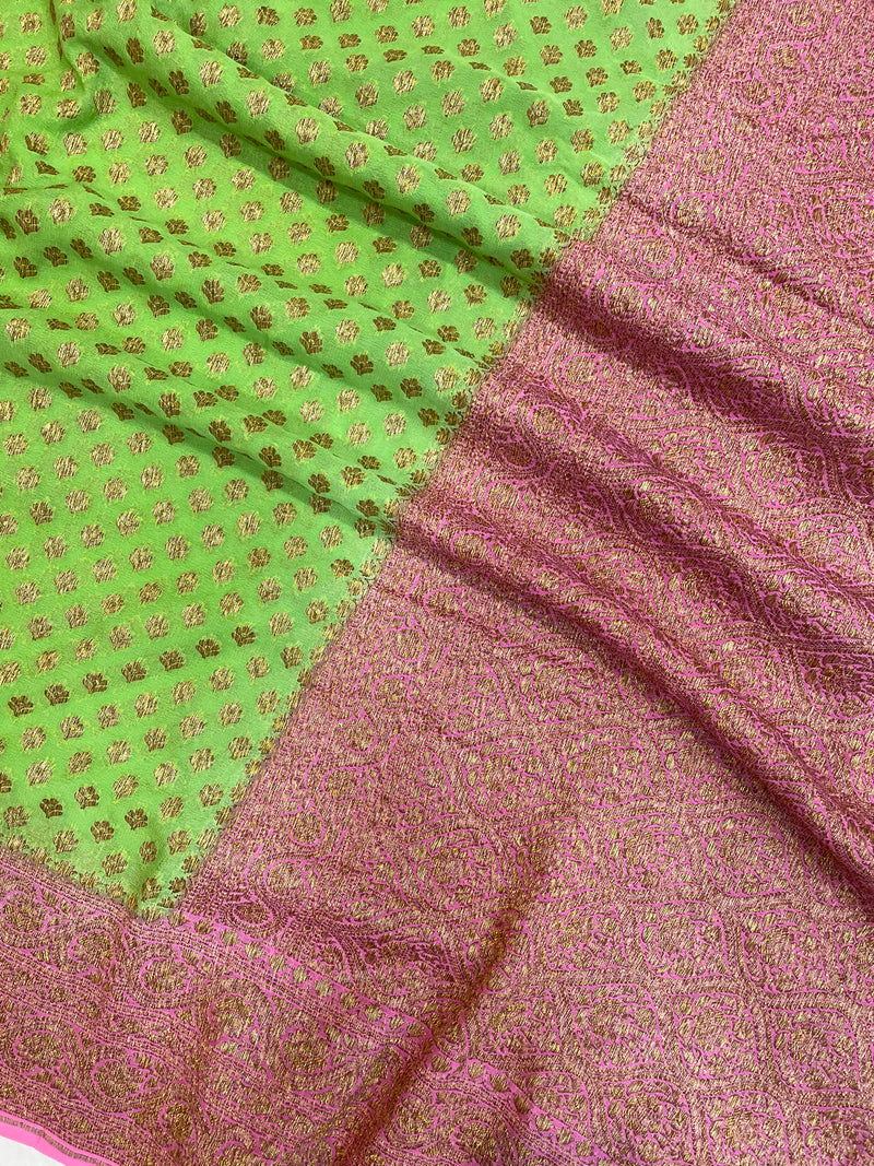 Pure Khaddi Georgette Banarasi Saree -  Antique zari - The Handlooms