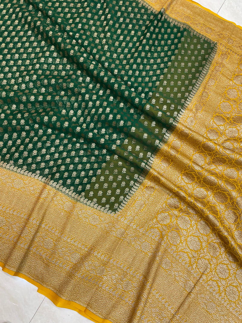 Pure Khaddi Georgette Banarasi Saree -  Antique zari - The Handlooms